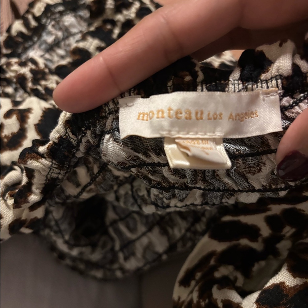 Monteau Animal Print Top in Black and Brown